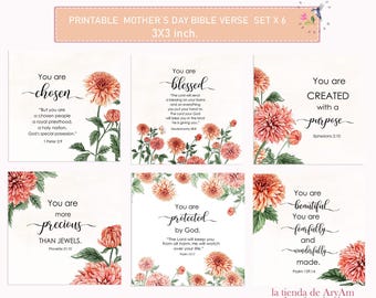 Printable Mother's Day Scripture Cards: Watercolor Bible Verses (PDF Download Set of 6)