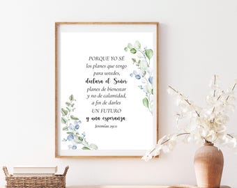 Spanish Bible Verse Printable – Jeremías 29:11 Christian Wall Art Digital Download