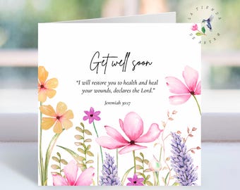 Tarjeta cristiana imprimible de recuperación: Jeremías 30:17 (Versículo bíblico) - Descarga digital