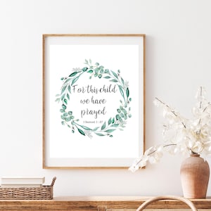 For This Child We Have Prayed Sign, 1 Samuel 1:27, Bible Verse Printable, Scripture Art, Nursery decor, Kids Gift
