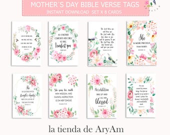 Bible Verse Tags | Watercolor Scripture Art | Printable Christian Gift for Women (PDF Download)