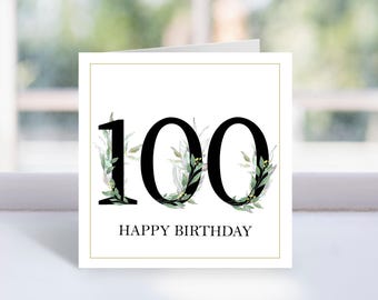 Printable 100th Birthday Card, 100th Birthday Card Printable, Personalised 100st Birthday Card