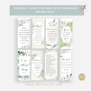 Printable Bible Verse set x8 Bookmarks, Father&#39;s day bible verses bookmarks, Men bible verse bookmark,  christian father&#39;s day