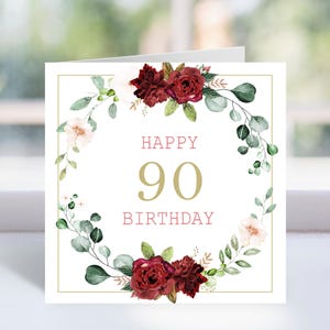 Biglietto di auguri per il 90° compleanno, biglietto di auguri per il 90° compleanno stampabile, biglietto di auguri per il 90° compleanno in spagnolo, biglietto di auguri personalizzato per il 90° compleanno