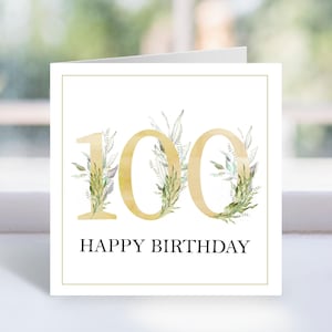 100e carte d'anniversaire imprimable, 100e carte d'anniversaire, 100e carte d'anniversaire nombre d'or, 100e carte d'anniversaire personnalisée, téléchargement immédiat