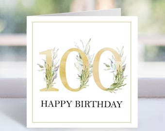 Printable 100th Birthday Card, 100th Birthday Card, 100th gold number birthday card, Personalised 100st Birthday Card, Instant Download