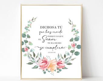Spanish Bible Verse Printable – Lucas 1:45 Christian Wall Art Digital Download