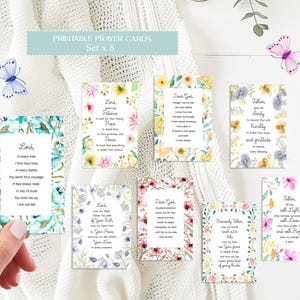 Afdrukbare christelijke gebedskaarten: tags voor bijbelteksten (set van 8, digitale download)