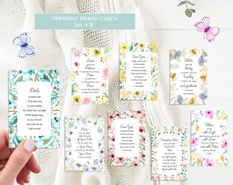 Printable Christian Prayer Cards: Bible Verse Scripture Tags (Set of 8, Digital Download)