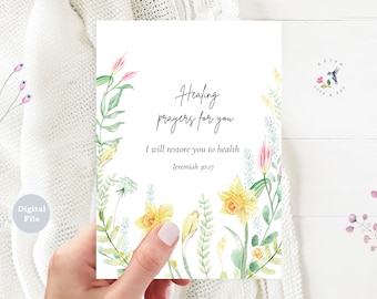 Biglietto di auguri di pronta guarigione cristiano stampabile / Geremia 30:17