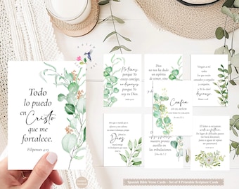 Spanish Bible Verse Cards Set of 8 | Printable Christian Scripture Cards