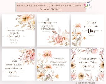 Tarjetas Bíblicas de Amor en Español – Versículos Cristianos para Imprimir, Set de 6