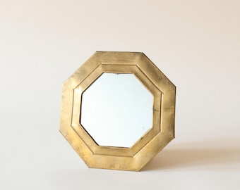 Hexagonal Brass Frame Wall Mirror