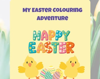 Easter Colouring Pages for Kids Printable | 8.5x8.5in Digital Download | Cute Easter Bunny & Egg Colouring Book PDF | Kids Activity