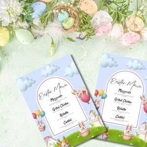 Easter Brunch Menu, Easter Menu, Watercolor Bunny Menu, Printable Easter Menu, Menu Template, Brunch Template, Easter Brunch