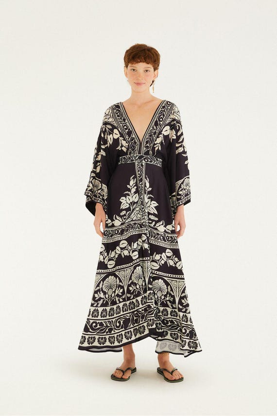 Vestido Maxi Sintra Preto E Branco Farm Rio 26 - Etsy UK
