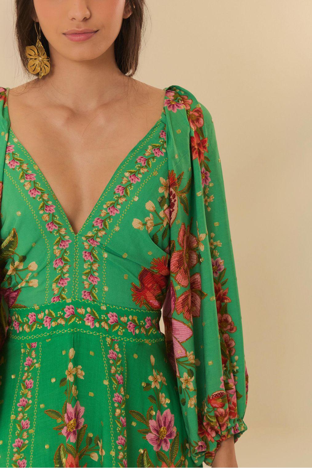 Farm Rio Green Fruit Long Sleeve Dress - Etsy