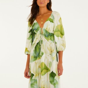 farm rio green and white maxi dress Farm Rio Forest Soul Maxi Dress