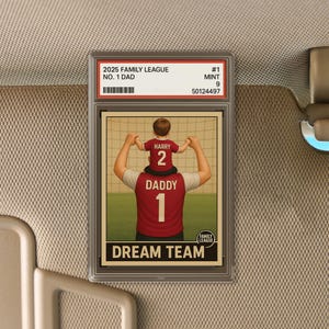 Dream Team Papa Geschenk | Fußball Karte Vatertag | Benutzerdefinierte Name Sport Geschenk für Papa | No.1 Dad Sammelkarte