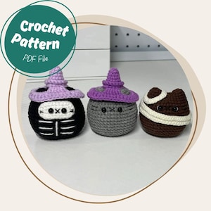 Halloween Crochet Pattern Bundle: Amigurumi Cats - Witch, Mummy, Skeleton (PDF Pattern)