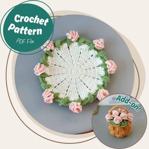 Kleine 3D anjeronderzetter haakpatroon niet gestikt 2 in 1 bloemenonderzetter mandset bloemen bekerhouder handgemaakt cadeau geavanceerde beginner