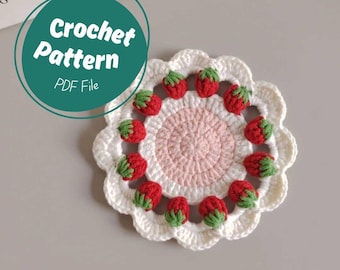 No Sew Strawberry Coaster Crochet Pattern No Stuff No Glue Mini Strawberries Round Granny Motif Ideas Pattern Beginner Friendly