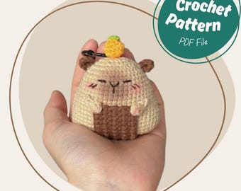 Capybara Onigiri Crochet Pattern Little Triangular Capybara with Seaweed and Orange Amigurumi Fun Barn Animal Play Toy Cute Baby Gift