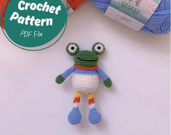 Happy Frog Crochet Pattern Cute Dangling Frog Amigurumi Mini Baby Frog Pattern Big Eyes Animal Plush Toy Keychain Amphibians Reptiles