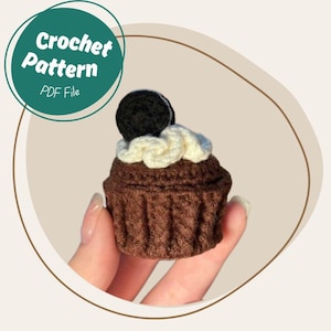Cookie Cupcake Crochet Pattern Cute Chocolate Small Cake Dessert Amigurumi Mini Cupcake Biscuit Pattern Handmade Kitchen Decor
