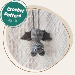 Little Bat Crochet Pattern Cute Stuffed Bat Toy Amigurumi Easy Baby Bat Car Mirror Charm Spooky Night Animal Bag Charm Kids Plush Toy