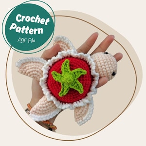 Tomato Turtle Crochet Pattern Cute Food Red Turtle Plush Toy Amigurumi Fruit Veggie Turtle Handmade Soft Toy Sea Ocean Animal Pattern