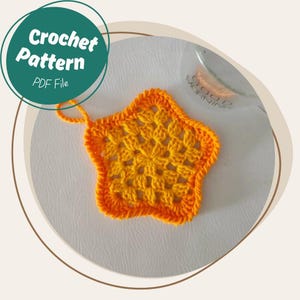 Simple Star Coaster Crochet Pattern Quick Cute Star Cup Holder Amigurumi Mug Rug Pattern Moon Night Time Theme Home Decor Star Applique