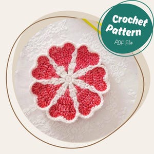 More Hearts Coaster Crochet Pattern Heart Granny Applique Round Cup Holder Sweet Handmade Valentine&#39;s Day Mother&#39;s Day Gift Coaster
