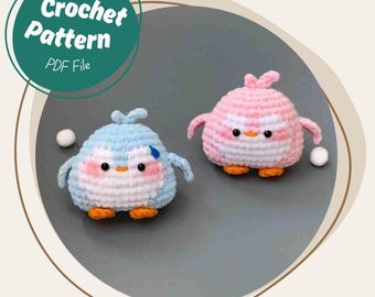 縫わないかぎ針編みのペンギンのパターン PDF ダウンロード ミニ