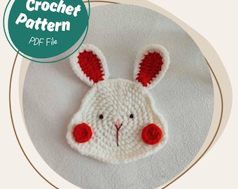 Rabbit Coaster Crochet Pattern Cute Bunny Cup Holder Little Rabbit Applique Playful Coasters For Kids Handmade Easter Gift