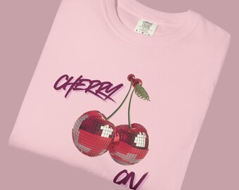 Cherry On T-shirt | Retro Plaid Cherry Graphic