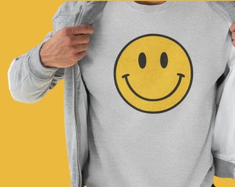 Vintage gul smiley-tröja: Retro glad tröja