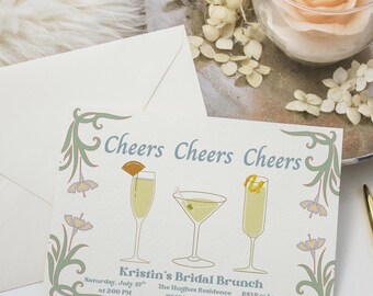 Champagne Bridal Shower Invitation: Cheers Theme, Editable Template