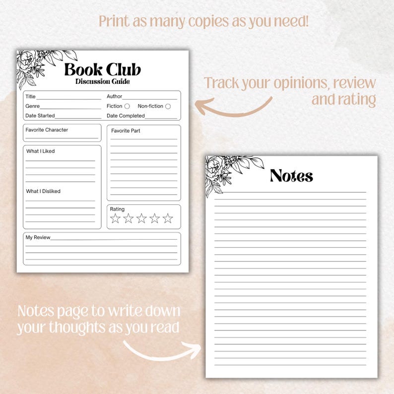 Book Club Kit: Editable Template & Discussion Guide (digital Download ...