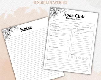 Guía de discusión para clubes de lectura, plantilla para clubes de lectura (descarga instantánea)