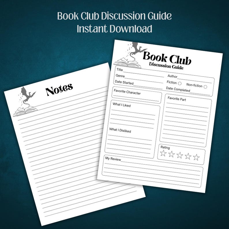 Book Club Discussion Guide: Printable Reading Club Template (PDF ...