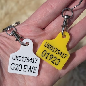 Personalised Sheep / Cow Identity Flock Herd Keyring / Bag Charm - Custom Farm Animal Memorial Gift - Rustic Accessories - Unique