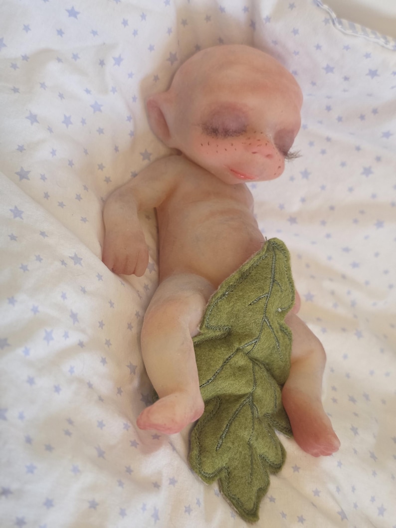 Platinum Silicone Newborn Baby Elf - Full Body - Handmade Reborn - Collectible Art Doll image 5