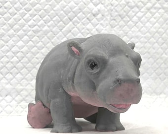 Silicone Fullbody Pygmy Hippo doll, Lifelike Reborn Sculpture, Collectible Art, British Made