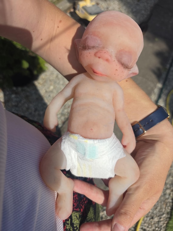 Platinum Silicone Newborn Baby Elf - Full Body - Handmade Reborn - Collectible Art Doll