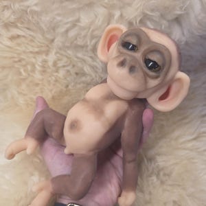 Platinum Silicone Baby Monkey Infant Doll- Lifelike Ape Collectible Art, British Made - OOAK