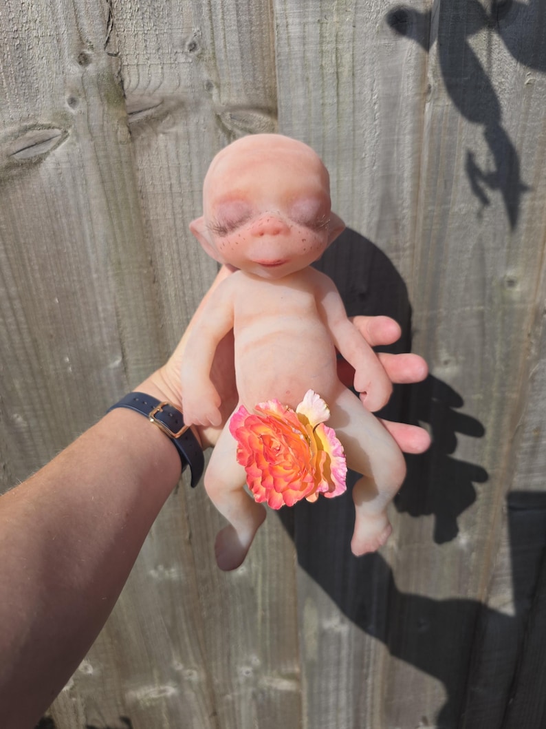 Platinum Silicone Newborn Baby Elf - Full Body - Handmade Reborn - Collectible Art Doll image 2