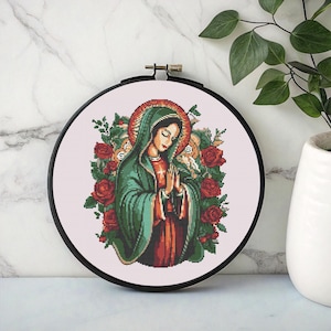 Virgin Mary Cross Stitch Pattern PDF – Catholic Religious Embroidery PDF for Spiritual Home Decor, Faith-Based Art, Christian Gift