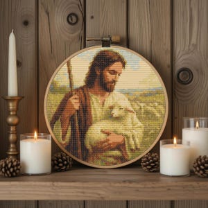 The Good Shepherd Cross Stitch Pattern PDF Jesus Christ The Good Shepherd Cross stitch PDF Jesus Artwork Cross Stitch Pattern PDF