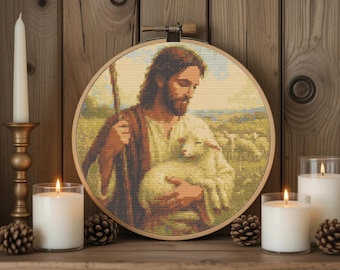 The Good Shepherd Cross Stitch Pattern PDF Jesus Christ The Good Shepherd Cross stitch PDF Jesus Artwork Cross Stitch Pattern PDF